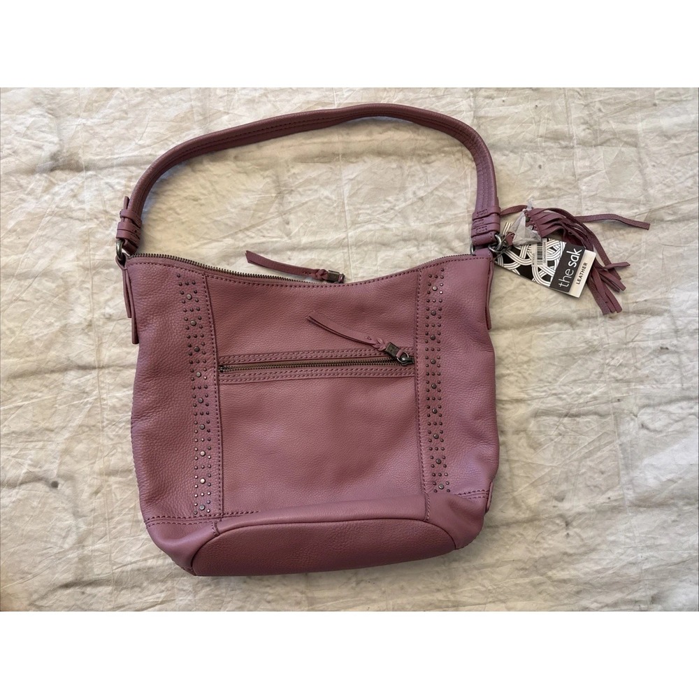 The Sak Women's Sequoia Hobo Leather Bag Studded Pink‎ Mauve Design NEW